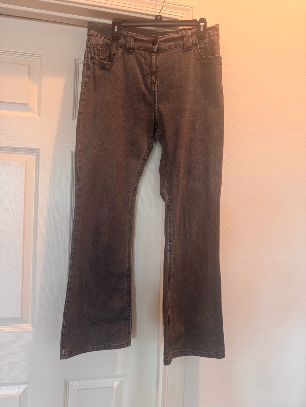 British retailer Marks & Spencer grey denim jeans women medium bootcut pants 14